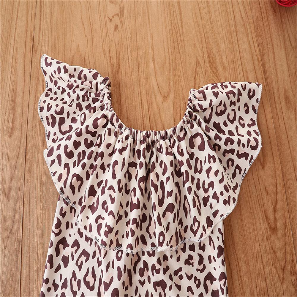 Girls Leopard Printed Sleeveless Top & Denim Shorts children's club wholesale