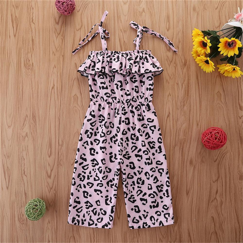 Girls Leopard Printed Sling Summer Jumpsuit Kids Clothing Suppliers