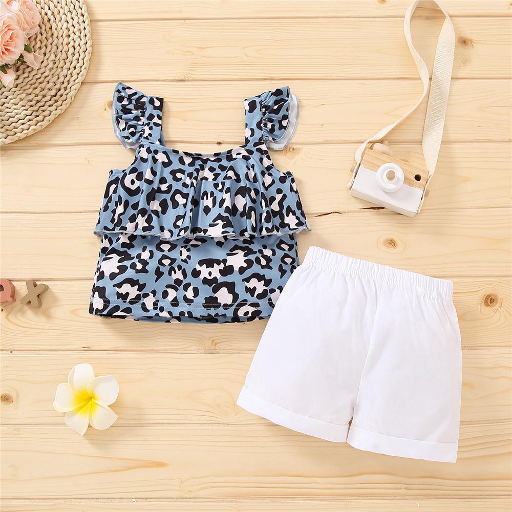 Girls Leopard Printed Sling Top & Shorts wholesale kids boutique clothing