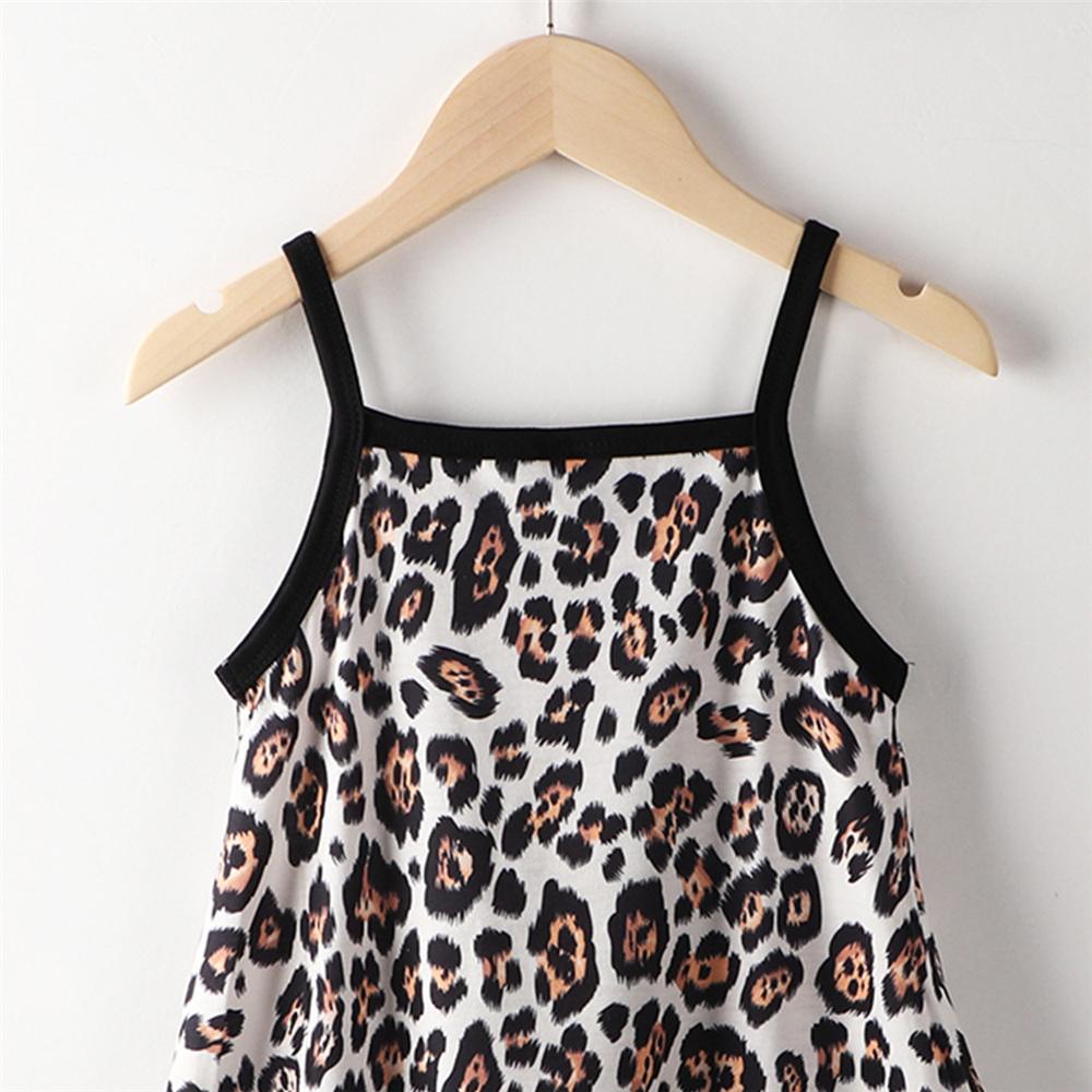Girls Leopard Printed Wig Leg Suspender Jumpsuit wholesale childrens clothing vendors