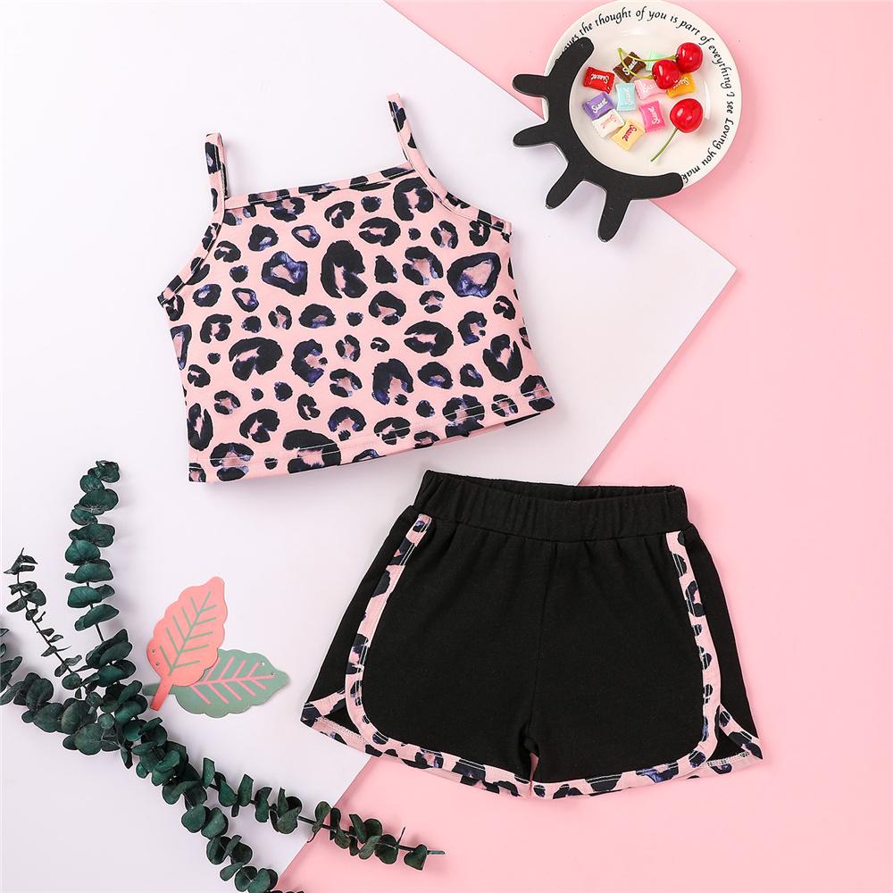 Girls Leopard Sling Top & Shorts kids wholesale clothing