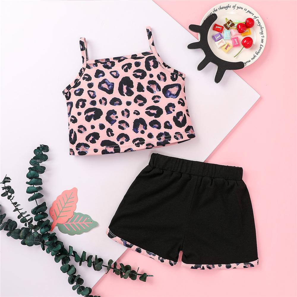 Girls Leopard Sling Top & Shorts kids wholesale clothing