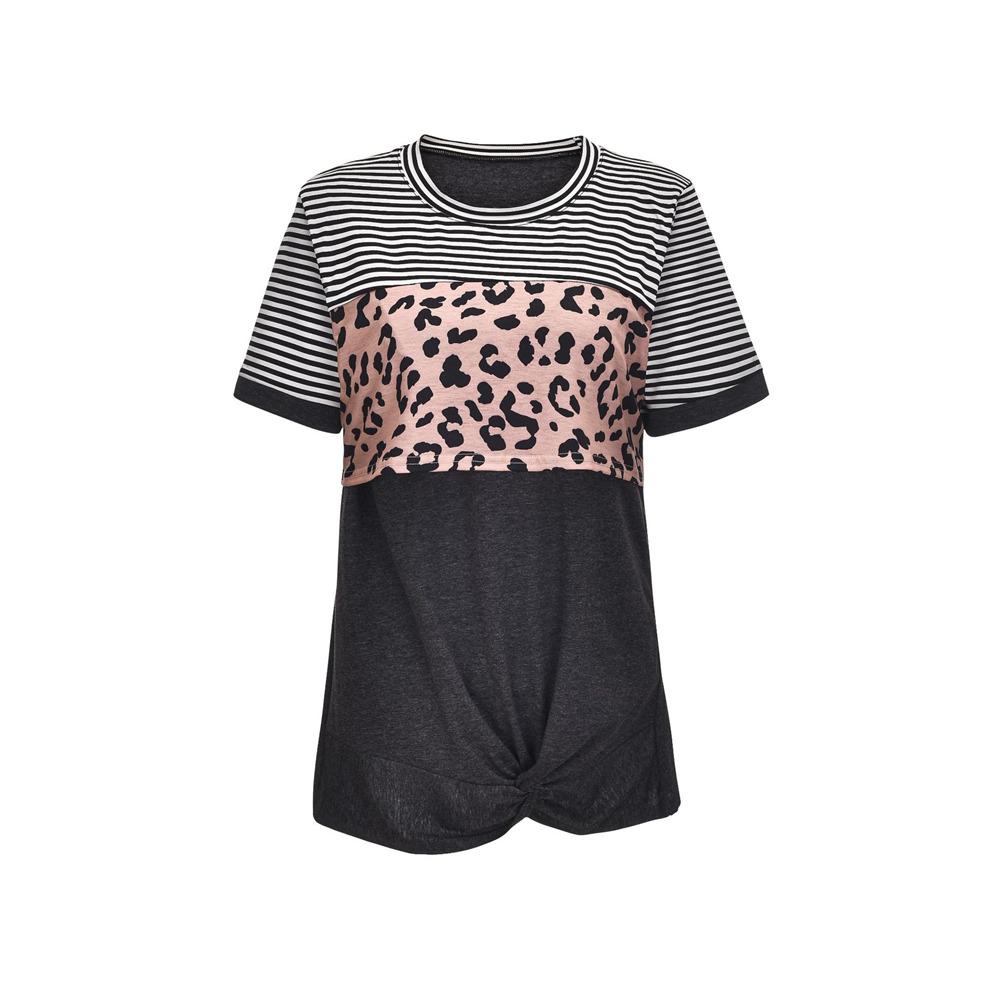 Maternity Leopard Striped Short Sleeve Nursing Top Wholesale Maternity Clothes