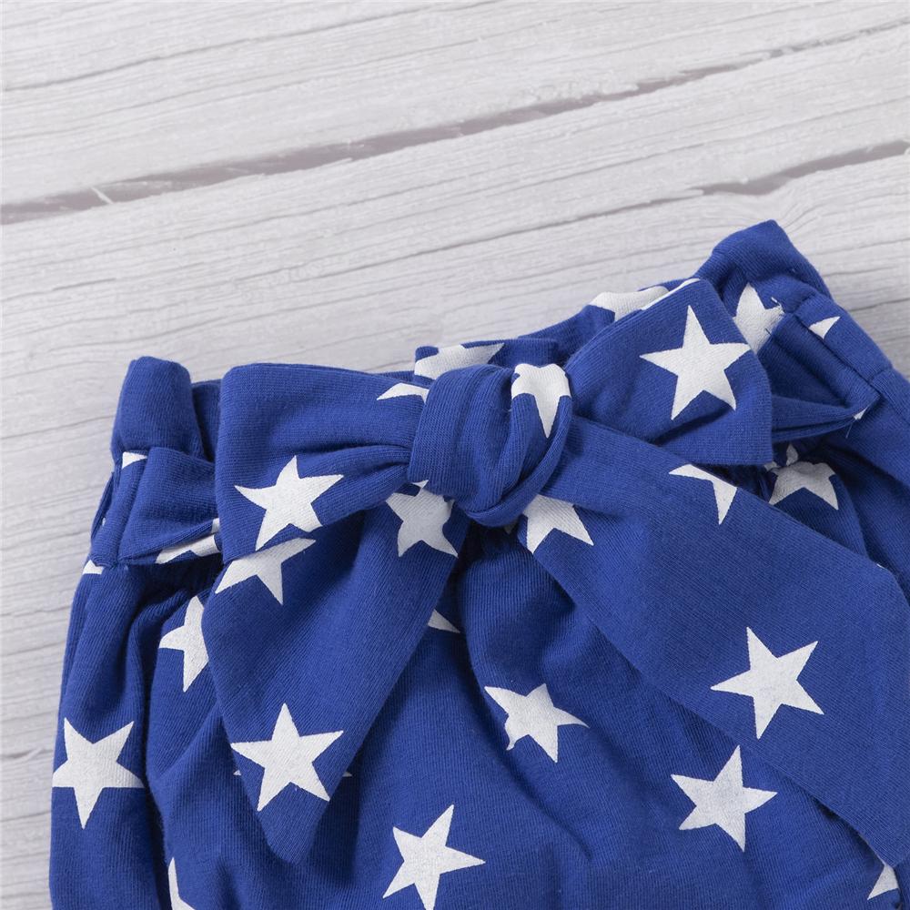 Baby Girls Letter 4th July Star Printed Romper & Shorts Wholesale Designer Baby Clothes