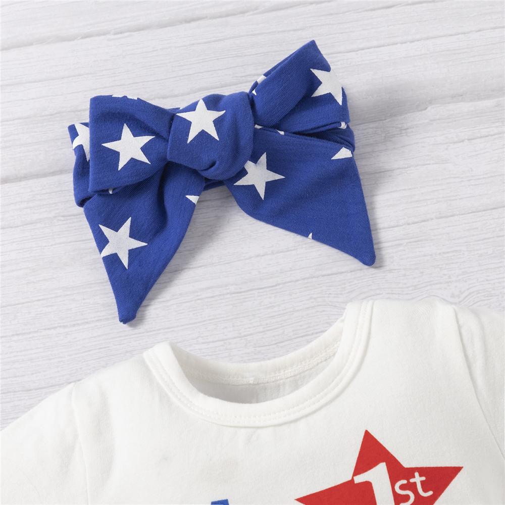 Baby Girls Letter 4th July Star Printed Romper & Shorts Wholesale Designer Baby Clothes