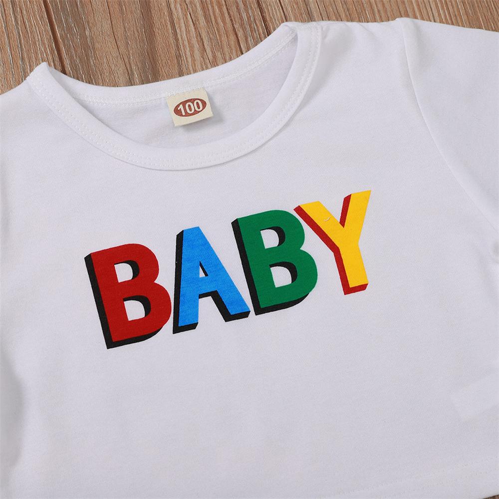 Girls Letter Baby Printed Short Sleeve Top Wholesale Boutique Girl Clothing