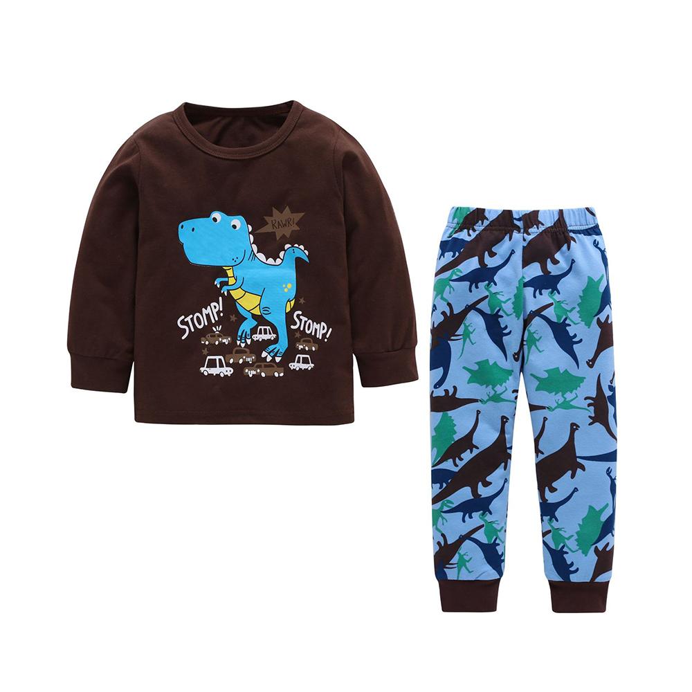 Boys Letter Cartoon Dinosaur Printed Tops & Pants Boys Clothes Wholesale