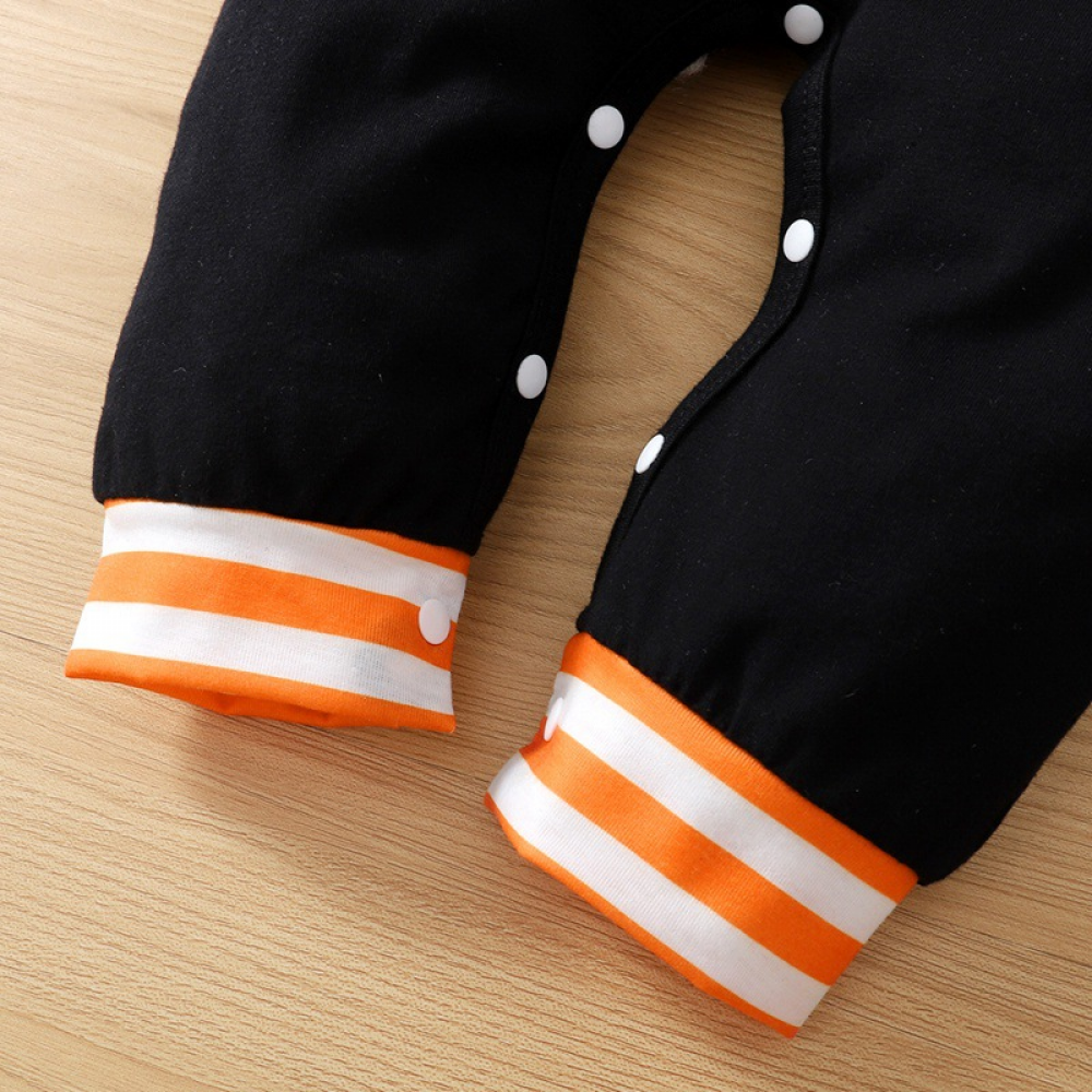 Baby Girls Letter Cartoon Printed Halloween Striped Long Sleeve Romper & Headband Wholesale Baby Clothes