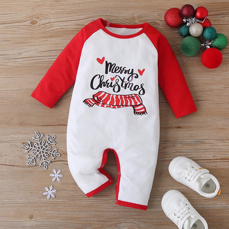 Baby Letter Cartoon Printed Long Sleeve Christmas Romper baby wholesale vendors