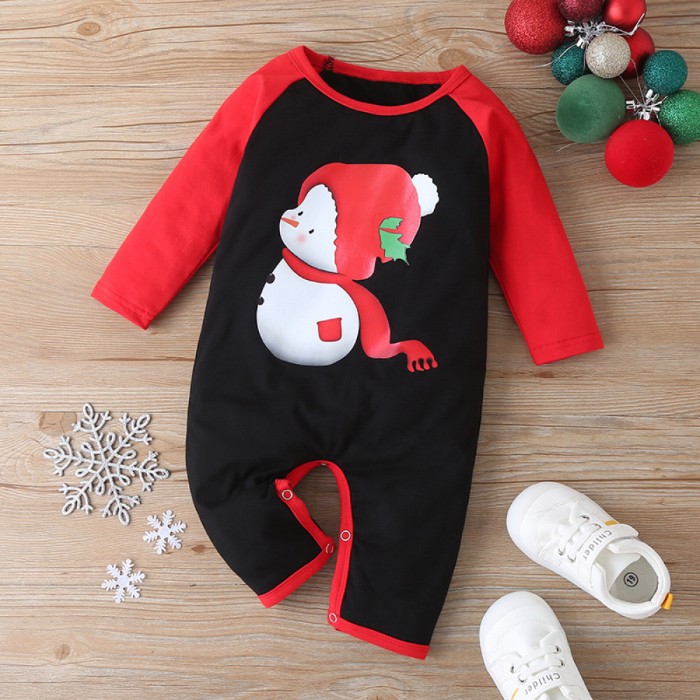 Baby Letter Cartoon Printed Long Sleeve Christmas Romper baby wholesale vendors