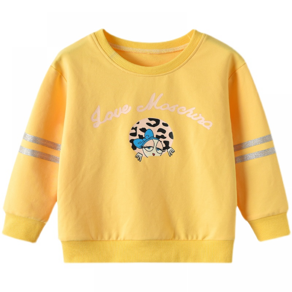 Girls Letter Cartoon Printed Long Sleeve Top Childrens Wholesale Clothing