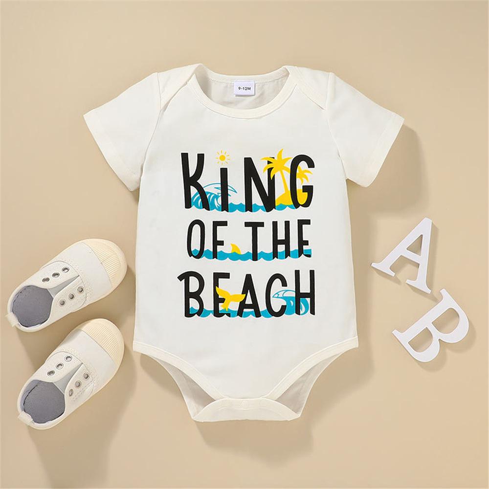 Baby Boys Letter Cartoon Printed Short Sleeve Romper & Shorts baby clothes wholesale