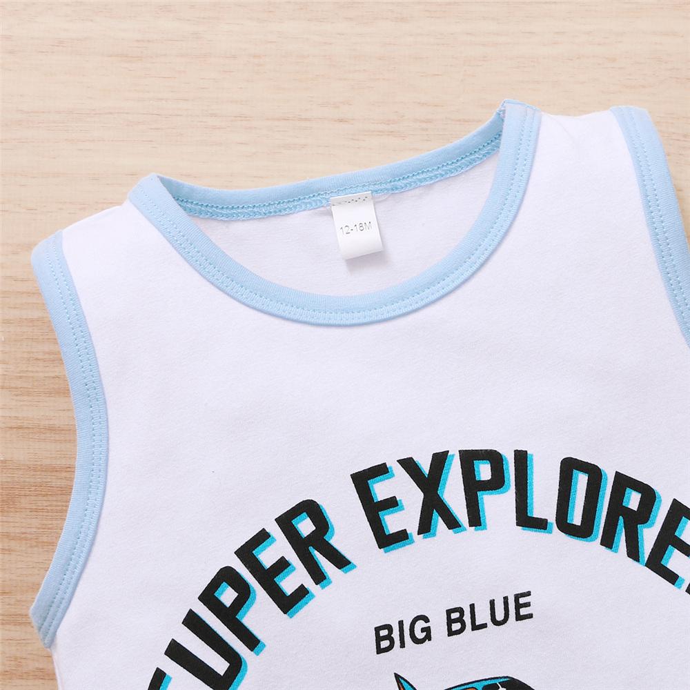 Boys Letter Cartoon Sleeveless Top & Shorts wholesale childrens clothing