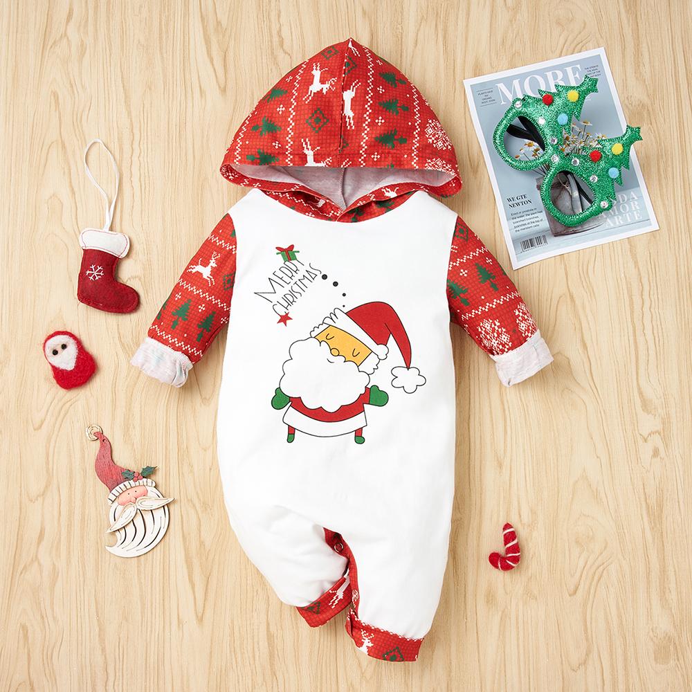 Baby Letter Christmas Hooded Long Sleeve Romper cheap baby clothes wholesale