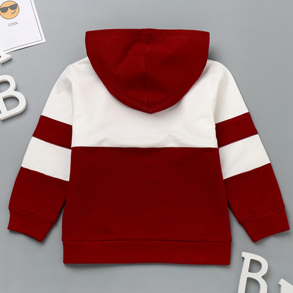 Boys Letter Color Constast Long Sleeve Hooded Tops Wholesale