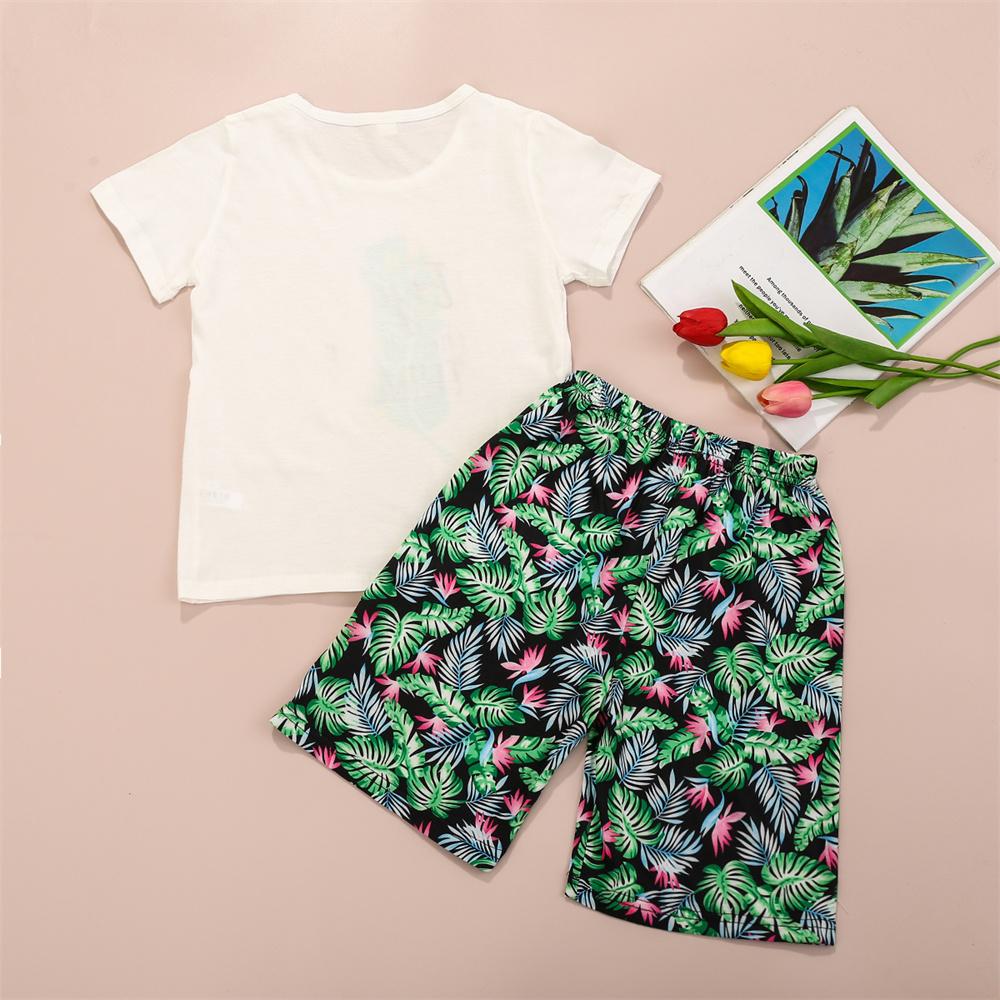 Boys Letter Floral Printed Short Sleeve Top & Shorts wholesale toddler clothes