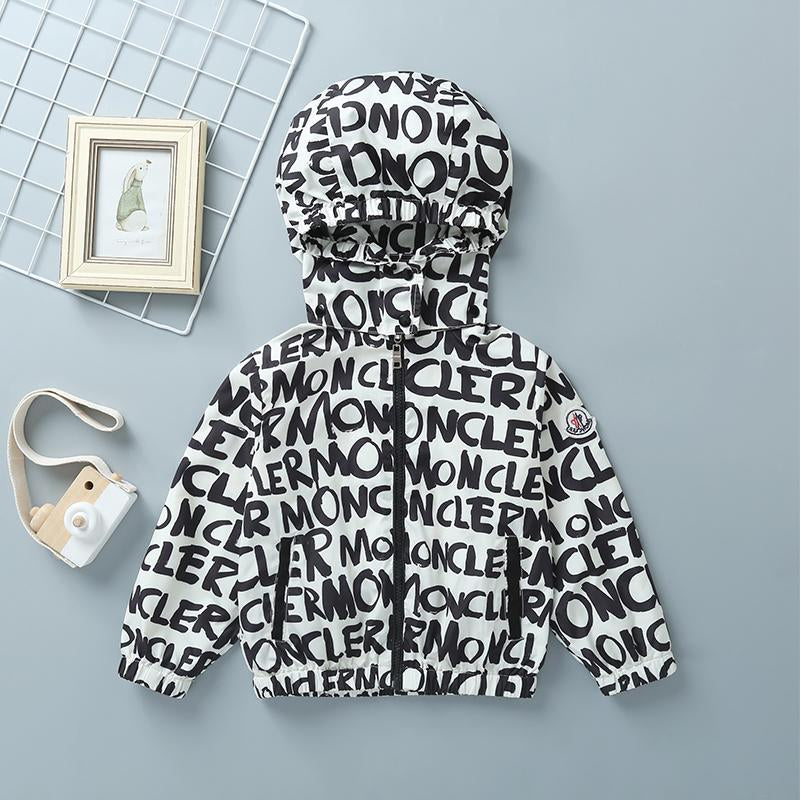 Boys Casual Letter Graphic Print Zipper Jacket With Hat
