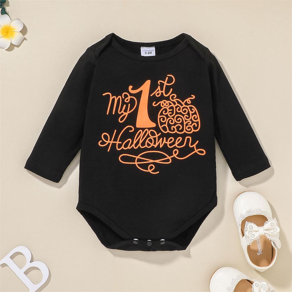 Baby Girls Letter Halloween Long Sleeve Romper & Skirt & Headband baby clothes wholesale