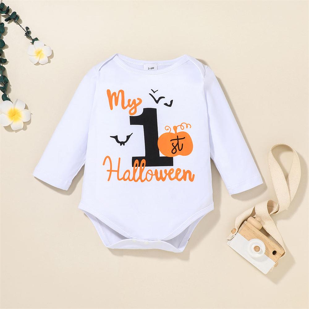 Baby Girls Letter Halloween Long Sleeve Romper & Skirt & Headband baby clothes wholesale