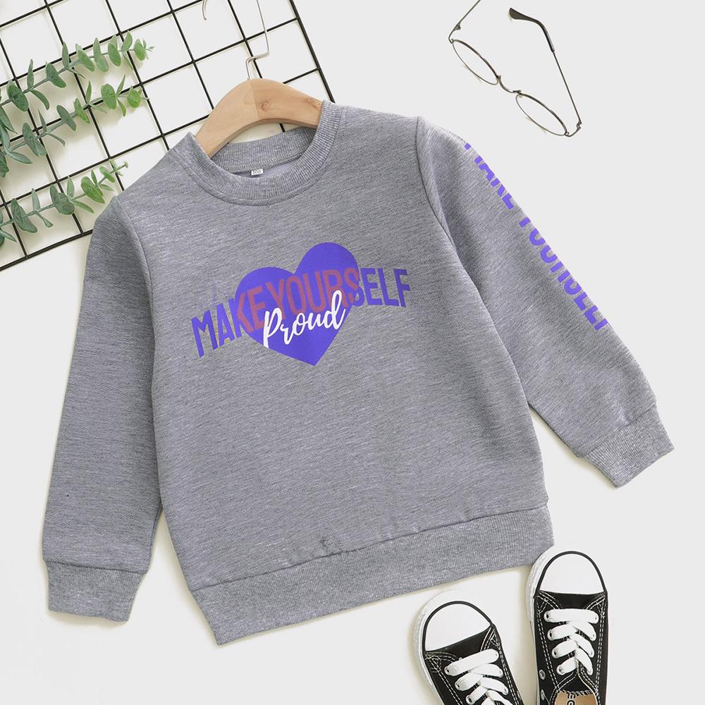 Girls Letter Heart Printed Long Sleeve Top wholesale kids clothes