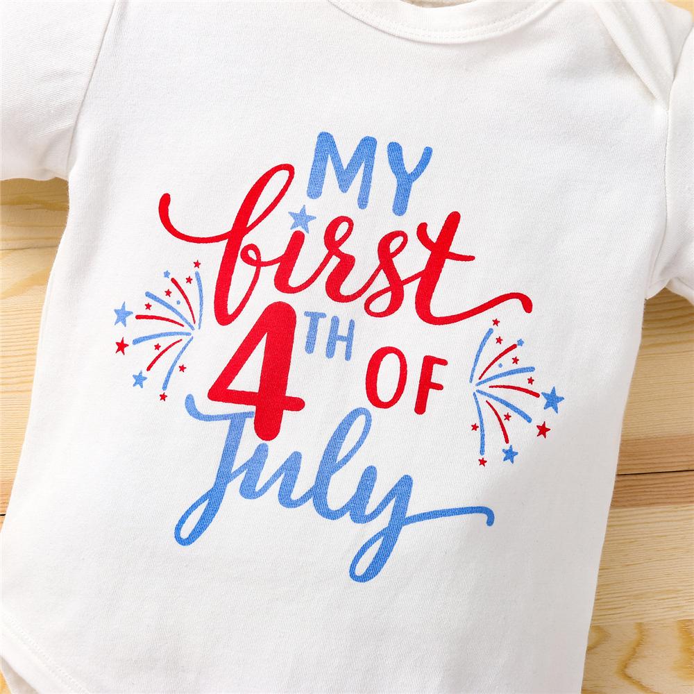 Baby Girls Letter Independence Day Short Sleeve Romper & Overalls Wholesale Baby Clothes