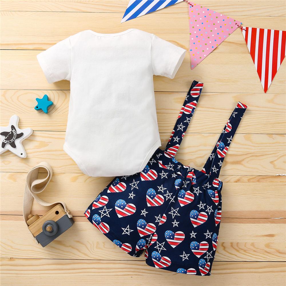 Baby Girls Letter Independence Day Short Sleeve Romper & Overalls Wholesale Baby Clothes