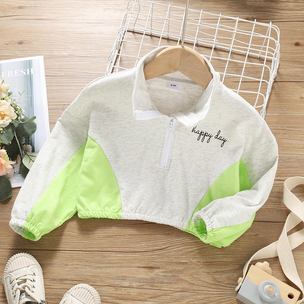 Girls Letter Long Sleeve Casual Top trendy kids wholesale clothing