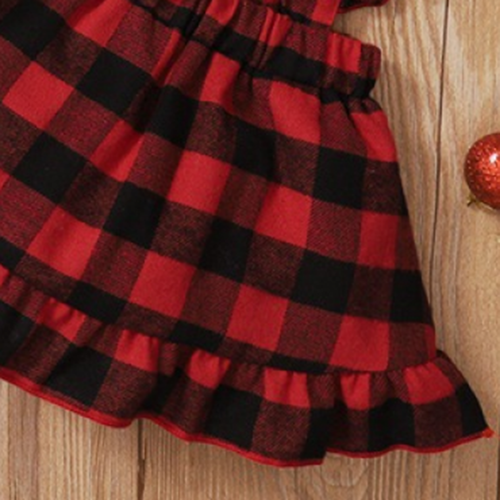 Baby Girls Letter Long Sleeve Plaid Romper & Skirt & Headband wholesale baby clothes usa