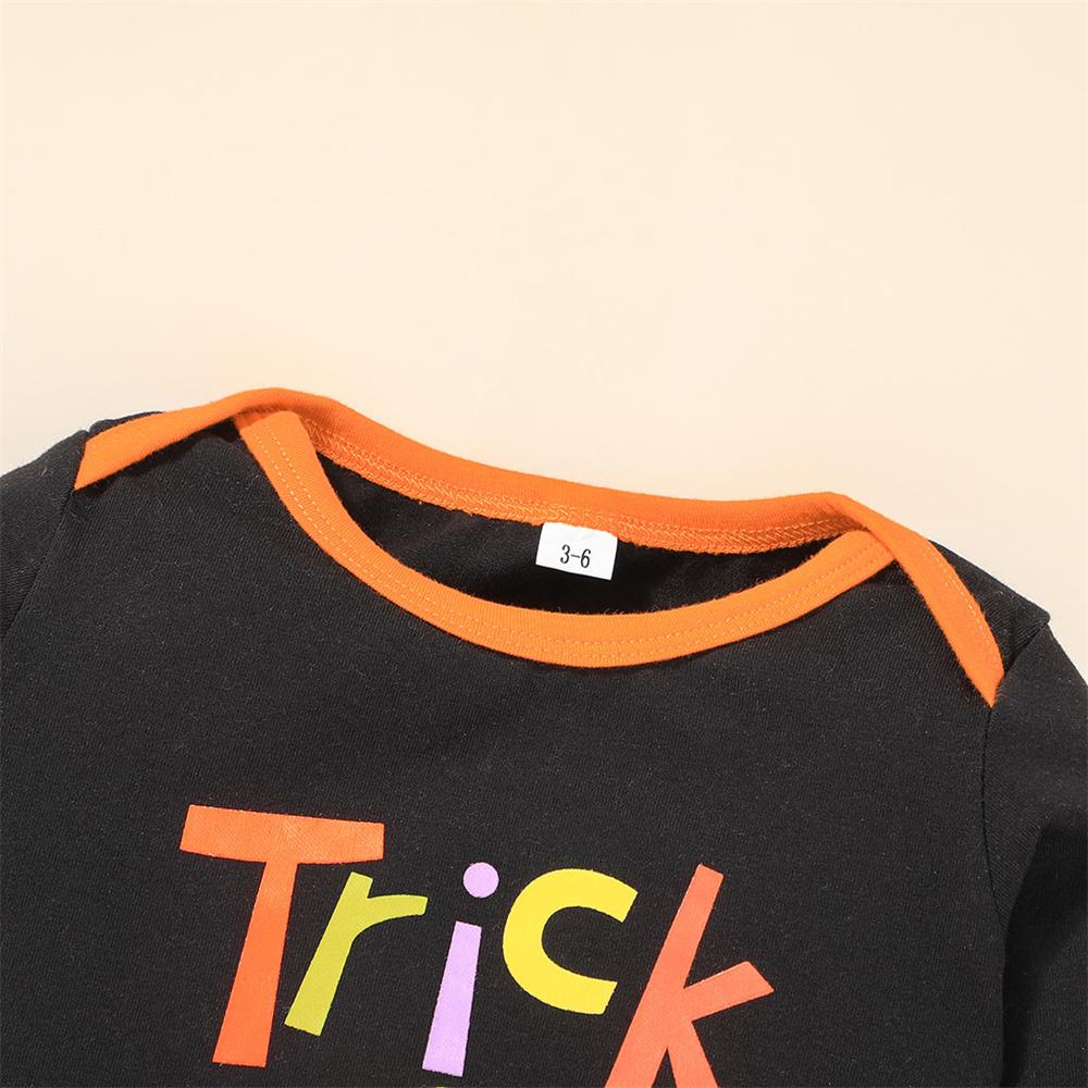 Baby Letter Long Sleeve Pumpkin Printed Romper & Pants & Hat Wholesale Baby Clothes