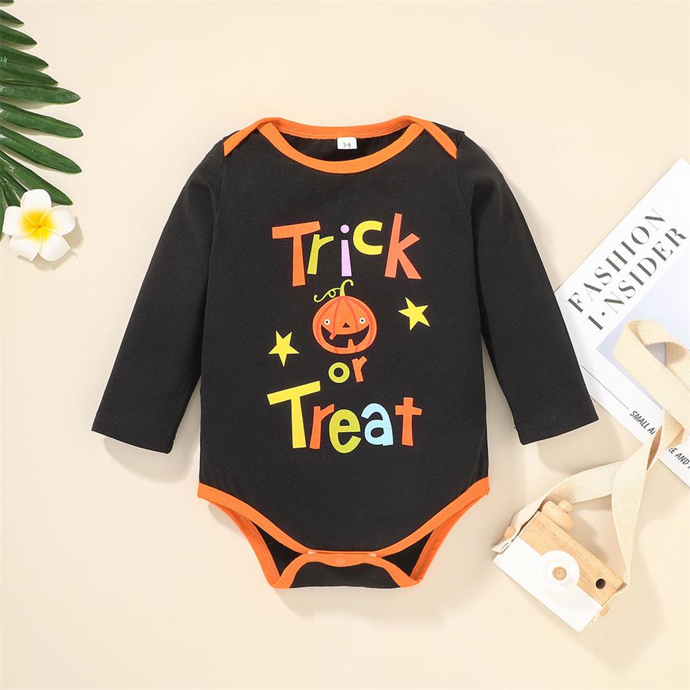 Baby Letter Long Sleeve Pumpkin Printed Romper & Pants & Hat Wholesale Baby Clothes