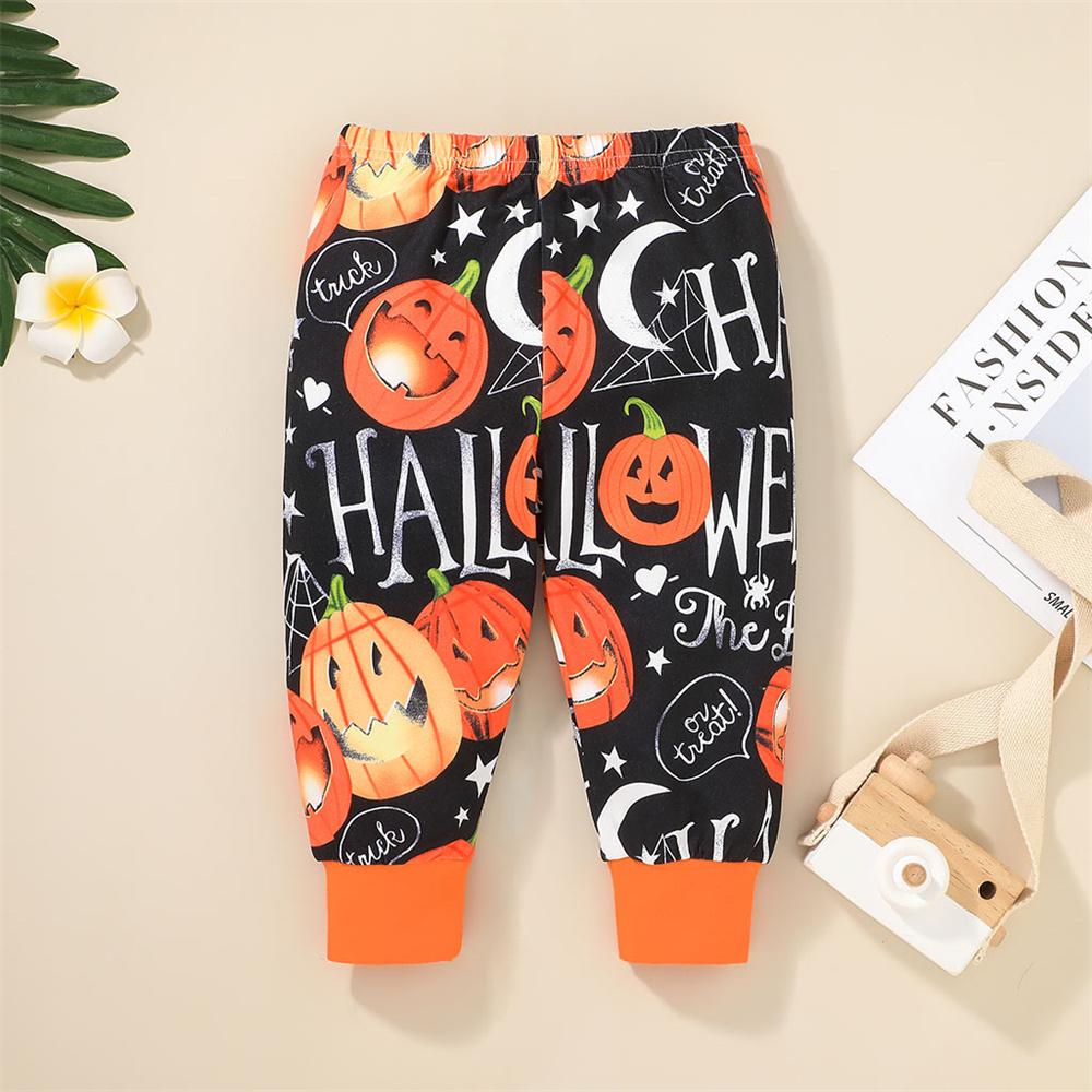 Baby Letter Long Sleeve Pumpkin Printed Romper & Pants & Hat Wholesale Baby Clothes