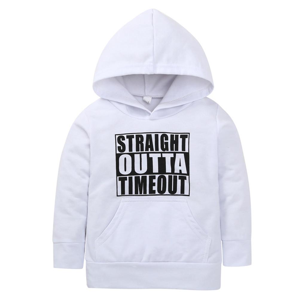 Boys Letter Long Sleeve Solid Hooded Tops