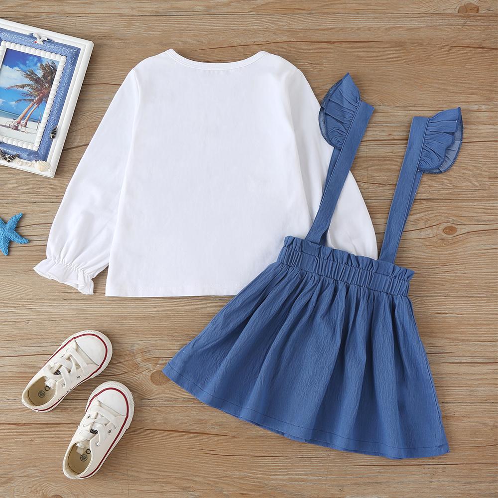 Girls Letter Long Sleeve Top & Skirt trendy kids wholesale clothing