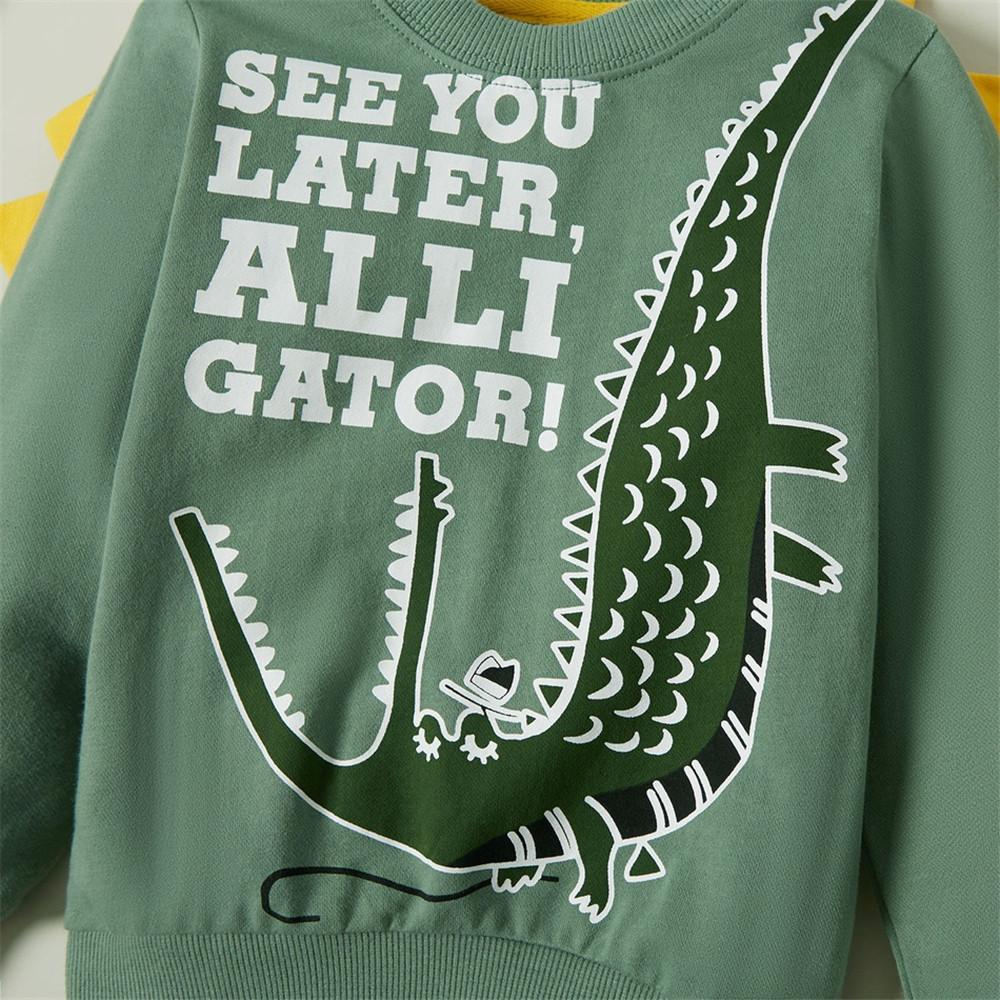 Boys Letter Printed Cartoon Dinosaur T-shirts