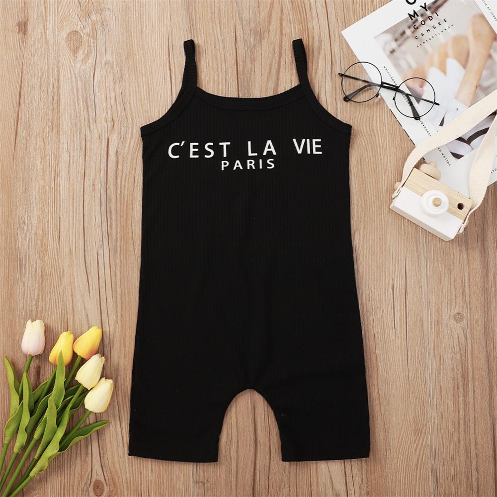 Girls Letter Printed Casual Suspender Jumpsuit Girls Clothes Wholesale