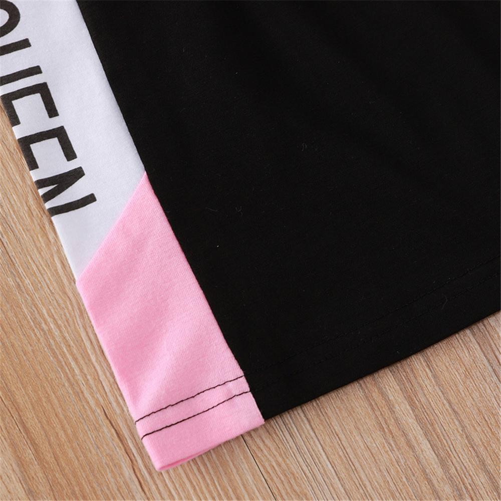 Girls Letter Printed Color Contrast Skirt kids clothes wholesale