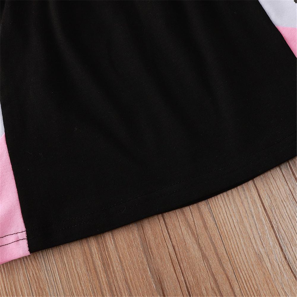 Girls Letter Printed Color Contrast Skirt kids clothes wholesale