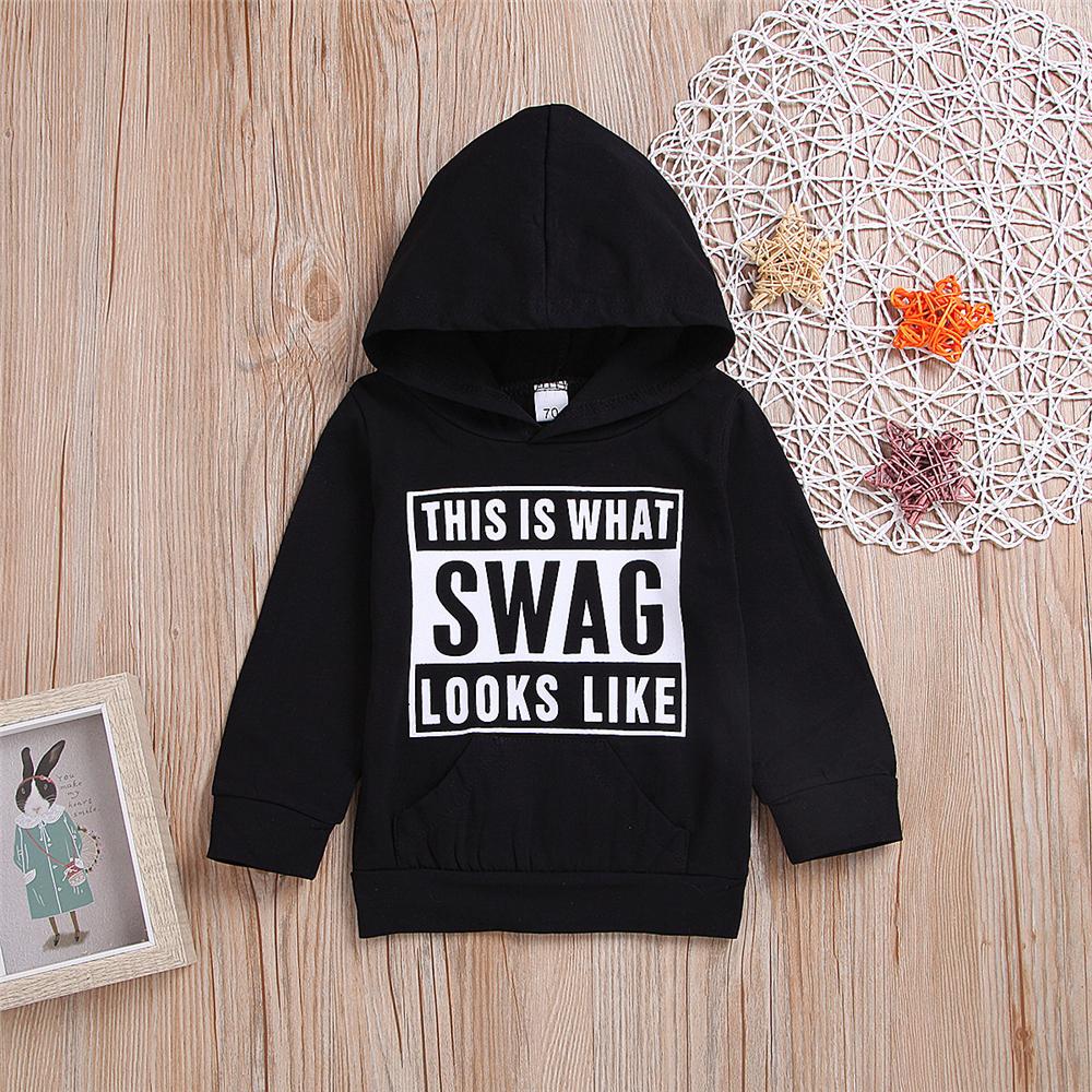 Boys Letter Printed Long Sleeve Hooded Tops Wholesale