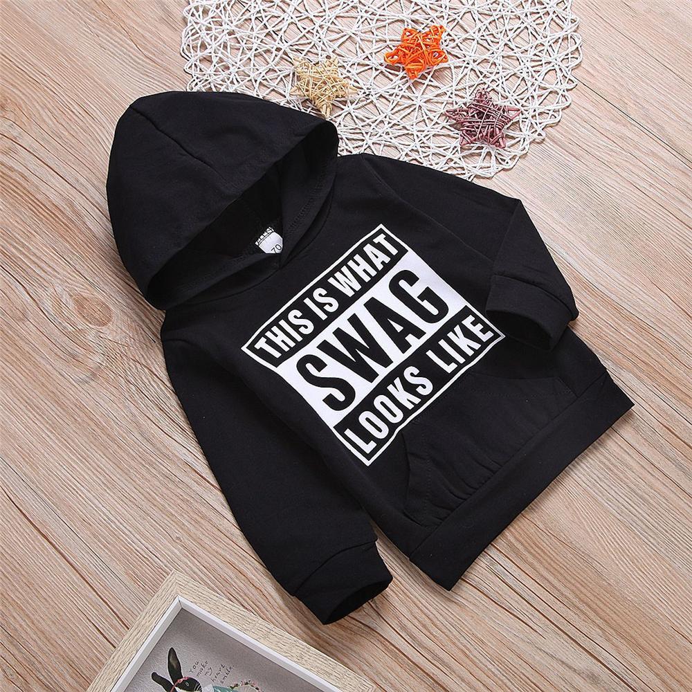 Boys Letter Printed Long Sleeve Hooded Tops Wholesale