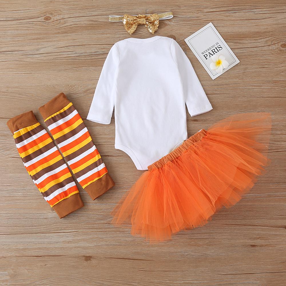 Baby Girls Letter Printed Long Sleeve Romper & Mesh Skirt & Headband & Socks baby clothes vendor