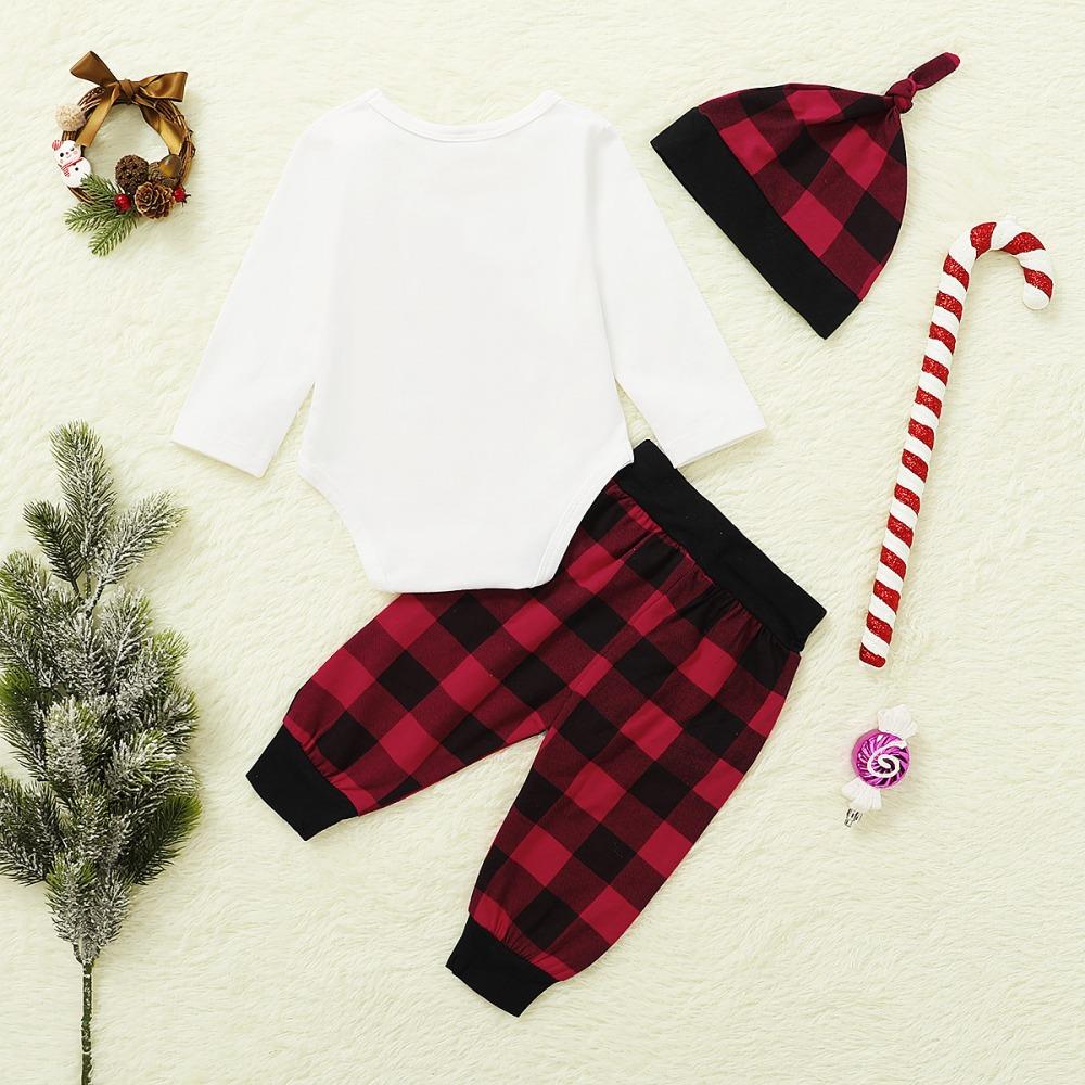 Baby Letter Printed Long Sleeve Romper & Plaid Pants & Hat baby wholesale vendors