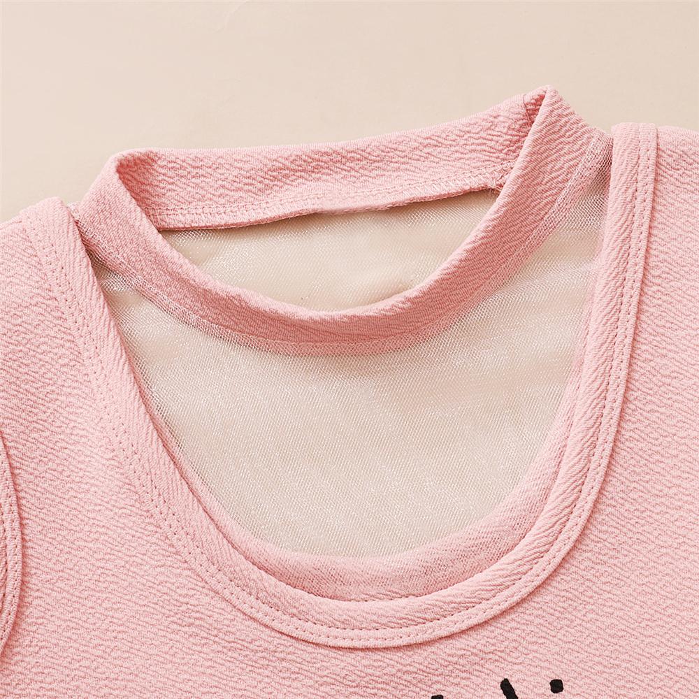 Girls Letter Printed Mini Sling Top & Mesh Top & Shorts wholesale kids clothing