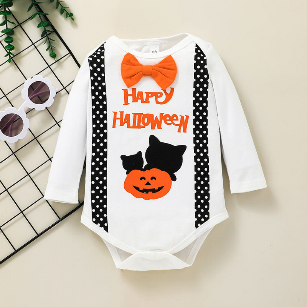 Baby Boys Letter Printed Pumpkin Long Sleeve Romper & Pants & Hat baby clothes wholesale