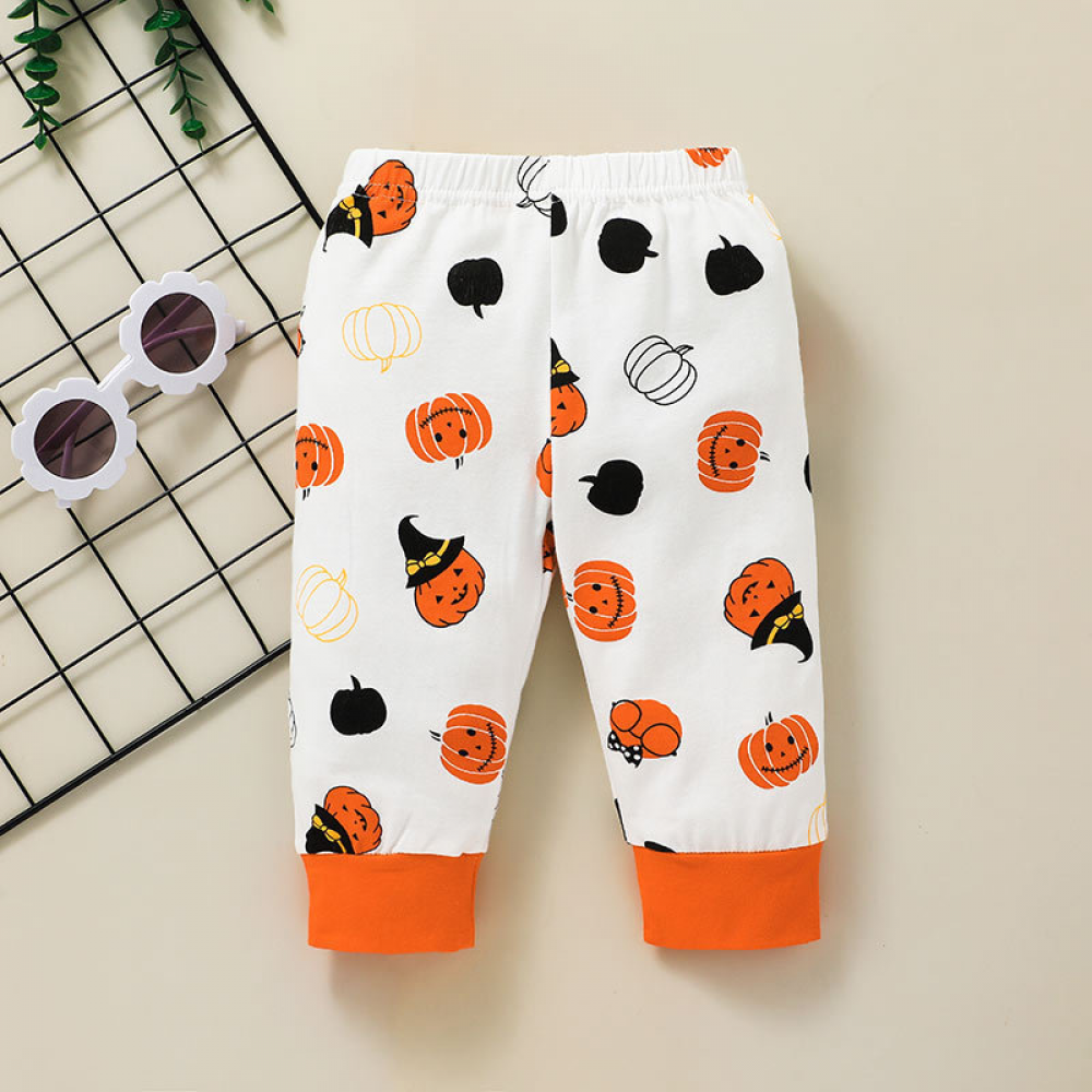 Baby Boys Letter Printed Pumpkin Long Sleeve Romper & Pants & Hat baby clothes wholesale