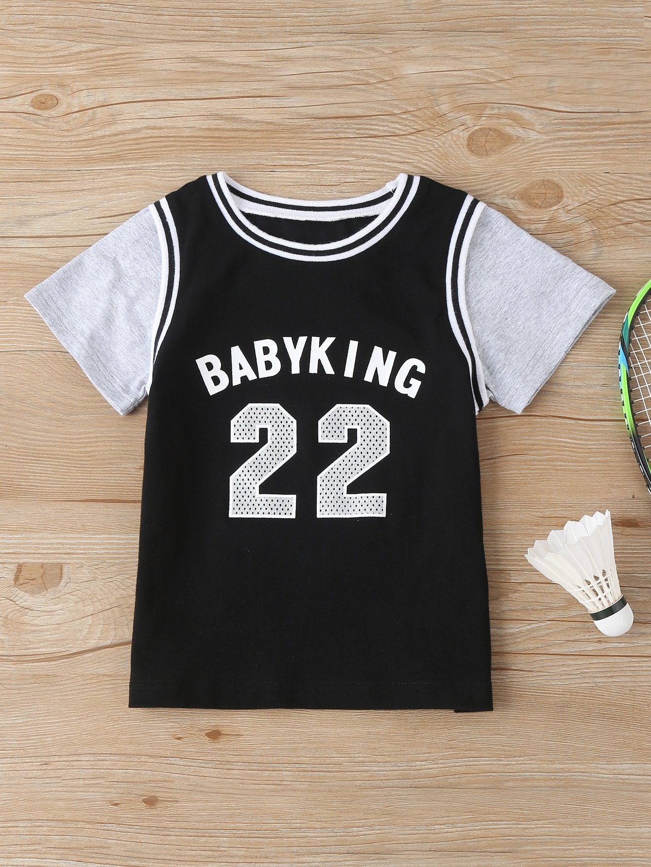 Boys Letter Printed Short Sleeve Color Contrast Top & Shorts wholesale boys clothing