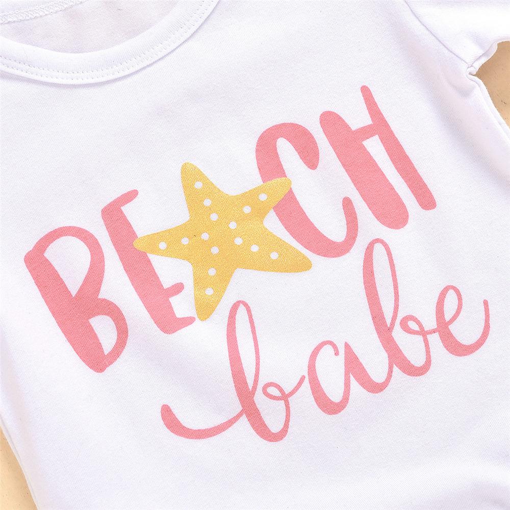Baby Girls Letter Printed Short Sleeve Romper Baby Clothes Cheap Wholesale