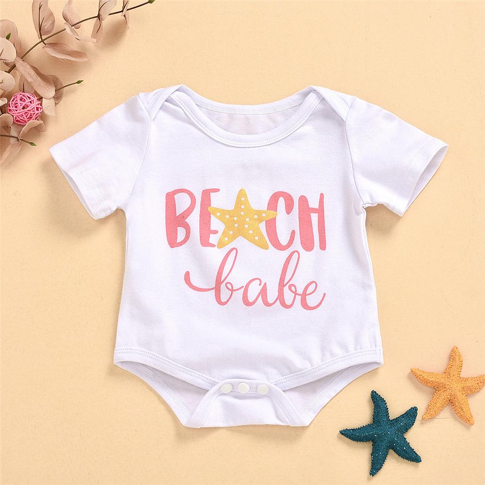 Baby Girls Letter Printed Short Sleeve Romper Baby Clothes Cheap Wholesale