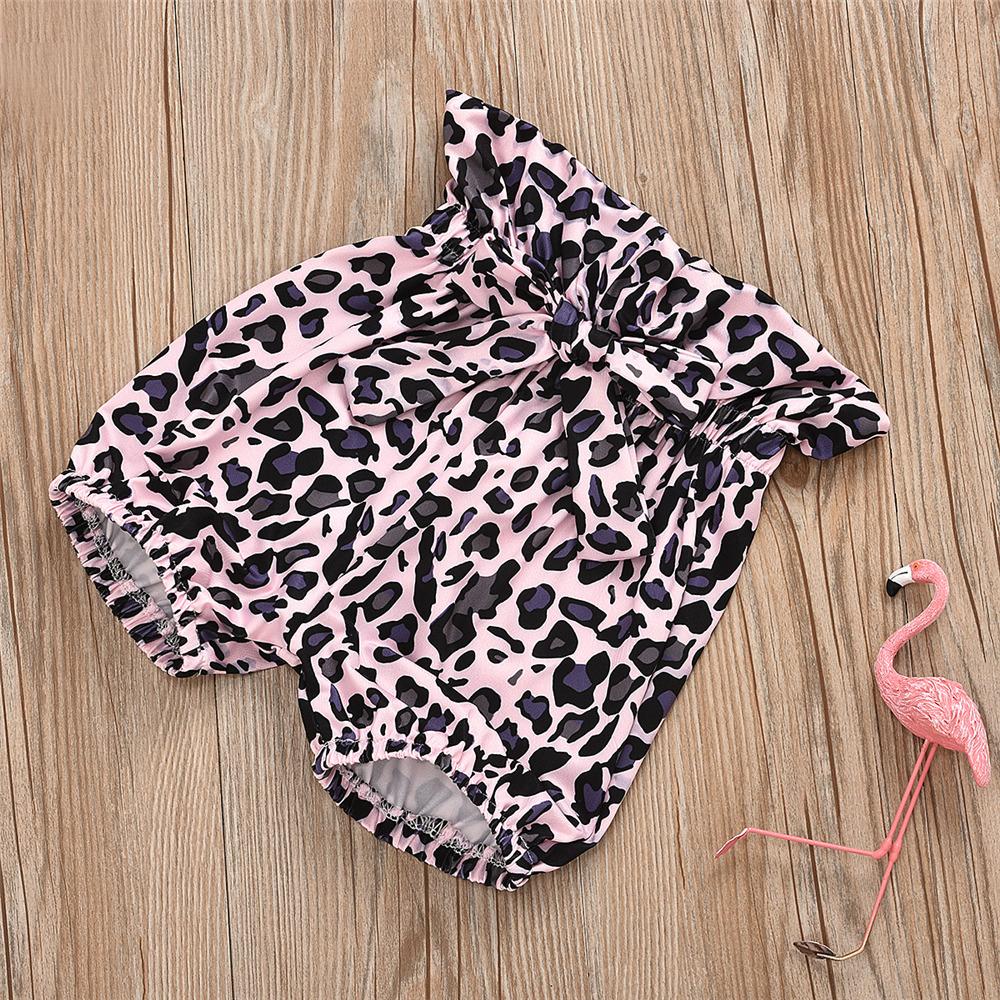 Baby Girls Letter Printed Short Sleeve Romper & Leopard Shorts & Headband baby clothes wholesale distributors