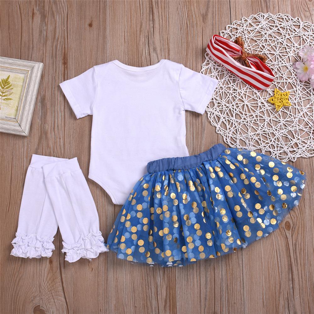 Baby Girls Letter Printed Short Sleeve Romper & Polka Dot Printed Skirt Socks bulk baby clothes