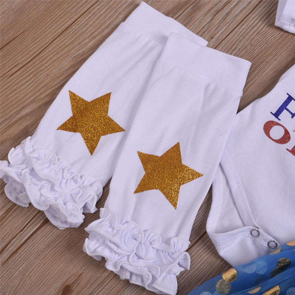 Baby Girls Letter Printed Short Sleeve Romper & Polka Dot Printed Skirt Socks bulk baby clothes